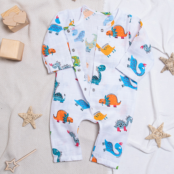 М-512 Комбинезон-слип из муслина, "Дино"