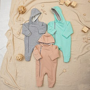 Комбинезон из футера с капюшоном арт.М-495, персик