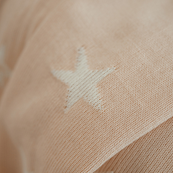 ПВ-41 Плед вязаный двухсторонний Звезда. Бежевый