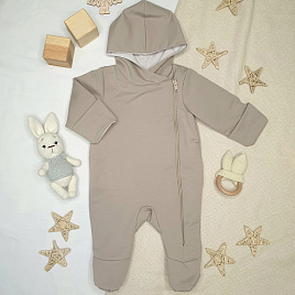 Комбинезон из футера с капюшоном арт.М-495, серо-коричневый