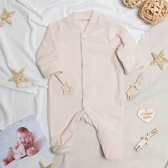 Комбинезон из трикотажа "лапша" арт.М-511, бежево-молочный