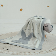 Пв-37, плед вязаный "зайка" серый, полушерсть