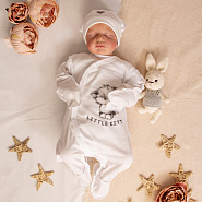 М-507 Комбинезон с принтом котик и шапочкой, кулирка