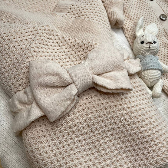 КВ-102 Вязанный комплект на выписку. бежевый