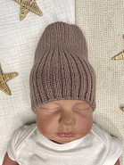 Б-296 Шапочка детская в стиле "Бини". вязаная. полушерсть, шоколад