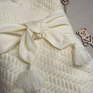 Арт. 464 Вязаный комплект на выписку, молочный