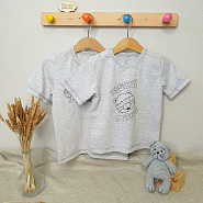 Футболка на двух кнопках, серая с принтом MONS арт.Ф-165-4