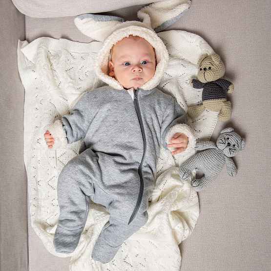 Комбинезон детский на молнии арт.М-468 серо-молочный