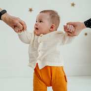 К-331 Костюм, штаны и рубашечка из муслина (горч.+ молоч.)