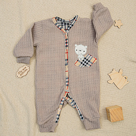 Комбинезон на кнопках с клетчатой подкладкой арт. М-475