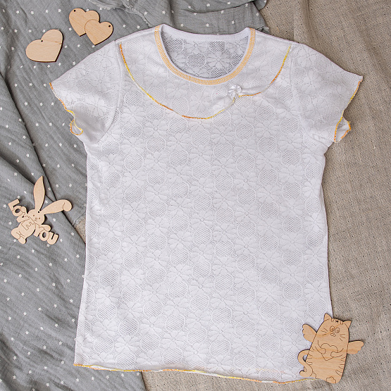 Футболка для девочки ажурная, белая арт.Ф-108 
