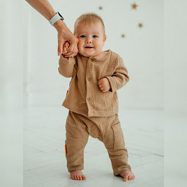 К-331 Костюм, штаны и рубашечка из муслина. Шоколад