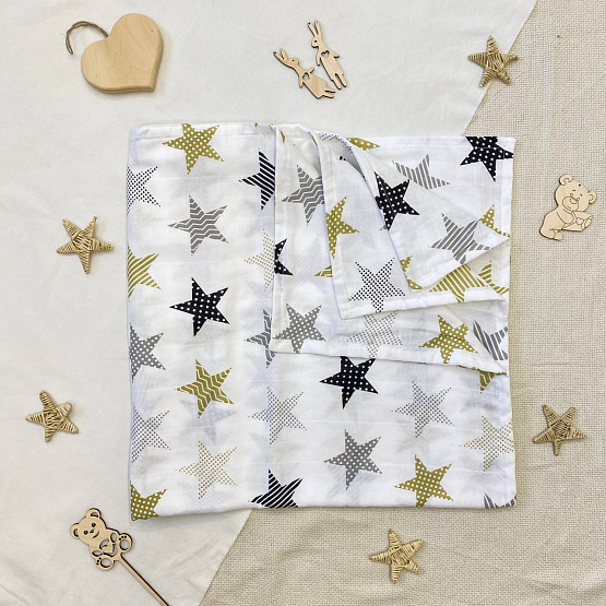 № 0881 Плед детский двусторонний, муслин 100*130см