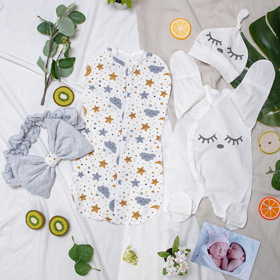 Летний комплект на выписку "Звездное небо" 417