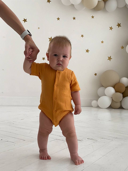 Д-38 Боди муслин, на кнопках, горчица