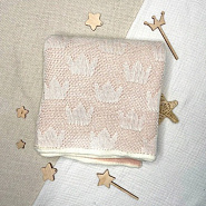 ПВ-31 Плед вязаный "Царский", пудро-молочный