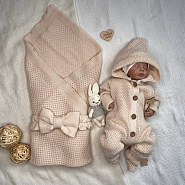 КВ-102 Вязанный комплект на выписку. бежевый