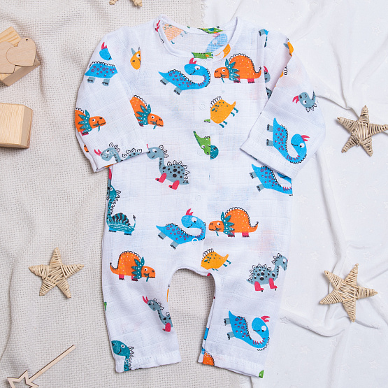 М-512 Комбинезон-слип из муслина, "Дино"