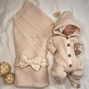 КВ-102 Вязанный комплект на выписку. бежевый