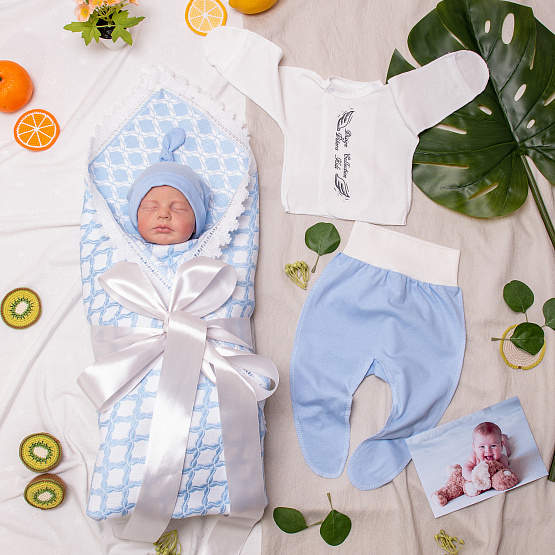 Комплект на выписку "Swan Song" №391 голубой