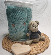 КВ-102 Вязанный комплект на выписку. Мятный