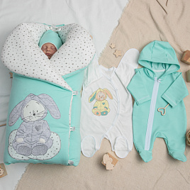 408 Комплект на выписку "Мамина радость, мятный, деми 