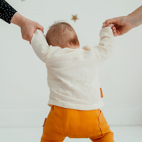 К-331 Костюм, штаны и рубашечка из муслина (горч.+ молоч.)