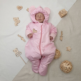 11-408 Комбинезон утепленный прогулочный с капюшоном "Space", розовый