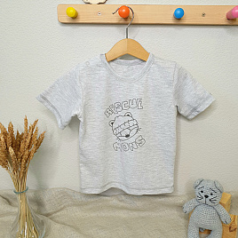 Футболка на двух кнопках, серая с принтом MONS арт.Ф-165-4