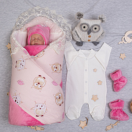 Комплект на выписку №141 "Совушка" розовый