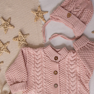 Комплект вязаный. Комбинезон с шапочкой и пинетками арт.КД-204