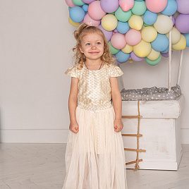 №0838 Платье для девочки "Одри", золото