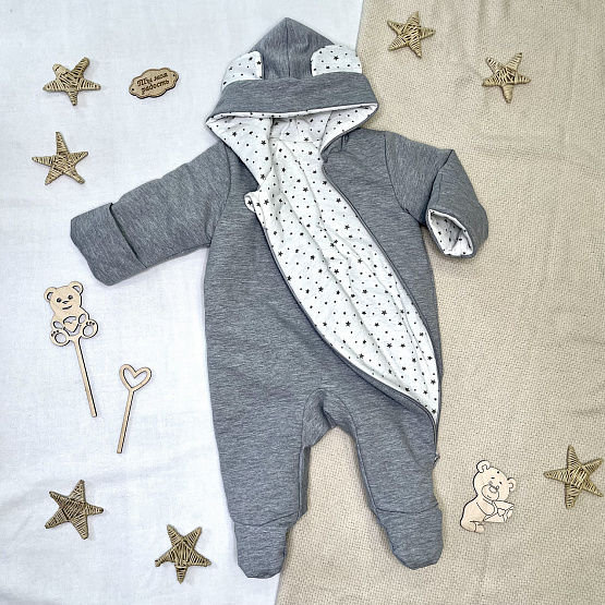 Комбинезон утепленный из футера арт.М-498, серый