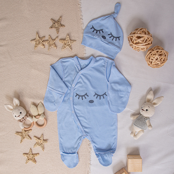 Комбинезон с принтом на кнопках с чепчиком № М-471 розовый