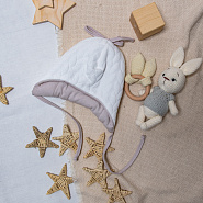  Шапочка детская утепленная на завязках арт.Б-266, голубой