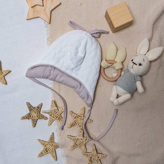  Шапочка детская утепленная на завязках арт.Б-266, голубой