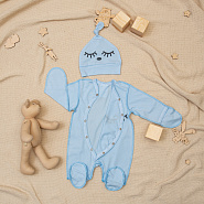 Комбинезон с принтом на кнопках с чепчиком № М-471 розовый