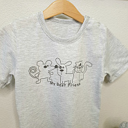 Футболка на двух кнопках, серая с принтом BEST FRIENDS арт.Ф-165-3