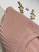 Б-301 Вязаная шапочка на завязках. Пудра