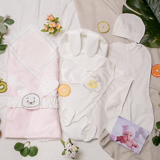 Летний комплект на выписку «Sweet Rabbit» №103 розовый