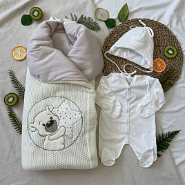 Арт. 442 Комплект на выписку "Бусинка", молочный, деми/зима