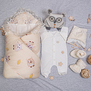 Комплект на выписку №141 "Совушка" молочный