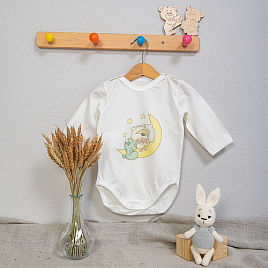 Боди с длинным рукавом, принт" Мишка на луне" арт.Д-23