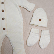 Комплект вязаный. Комбинезон, шапочка, носочки арт.КД-205