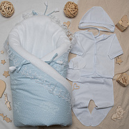 комплект на выписку "Лесная сказка" голубой арт.157