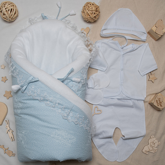 комплект на выписку "Лесная сказка" голубой арт.157