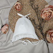 Б-286 Шапочка детская утепленная на завязках, молочная