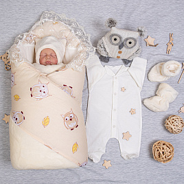 Комплект на выписку №141 "Совушка" молочный