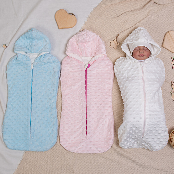 Кокон-пелёнка с капюшоном арт.0322 голубой