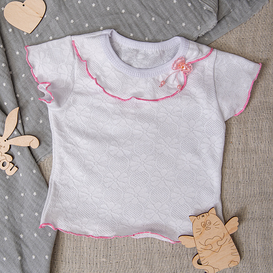 Футболка для девочки ажурная, белая арт.Ф-108 